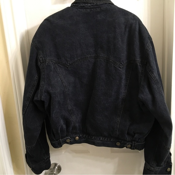 Calvin Klein Black Vintage Distressed Jean Jacket size Med - Picture 2 of 7